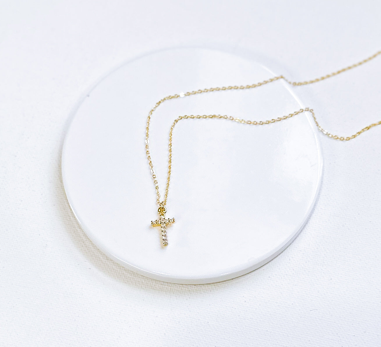 CZ Cross Charm Necklace