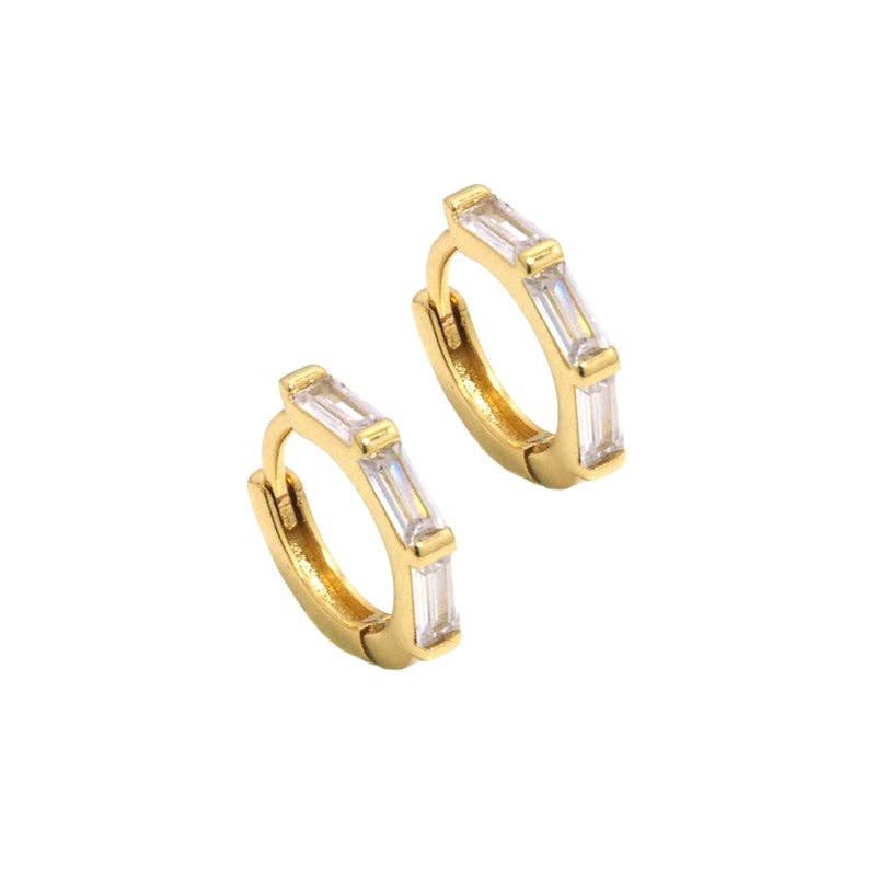 Gold Baguette Huggies
