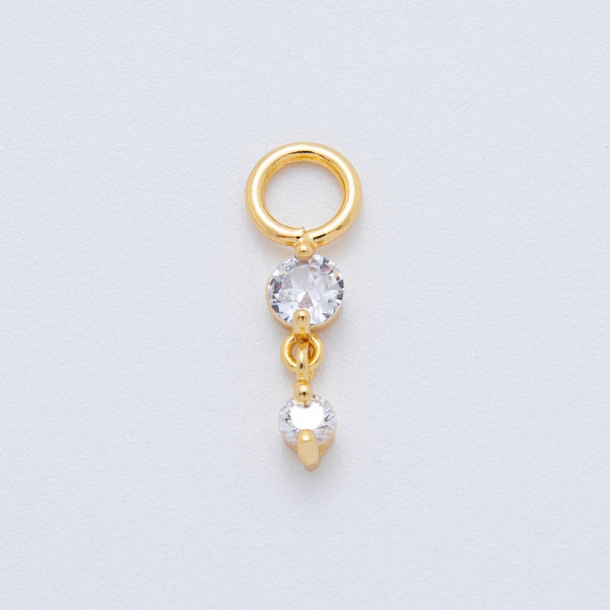 18K Gold Filled Clear CZ Double Round