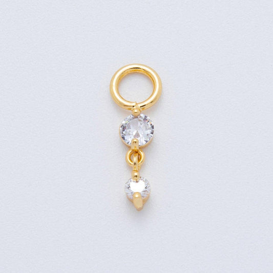 18K Gold Filled Clear CZ Double Round