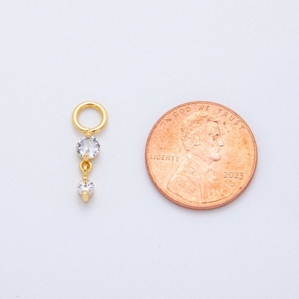 18K Gold Filled Clear CZ Double Round