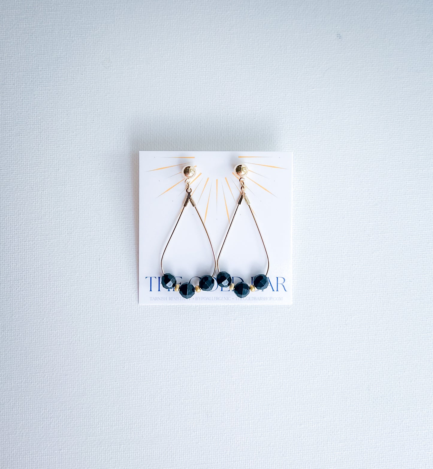 Black Beaded Teardrop Earrings