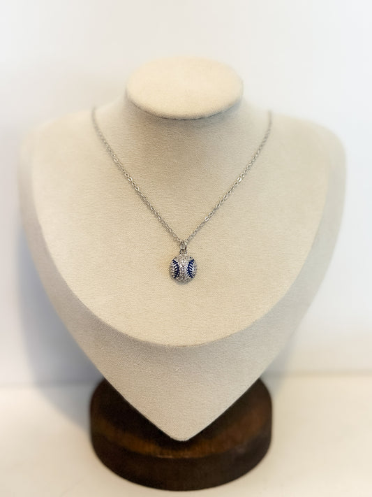 PREORDER* Pave Baseball Pendant - Silver