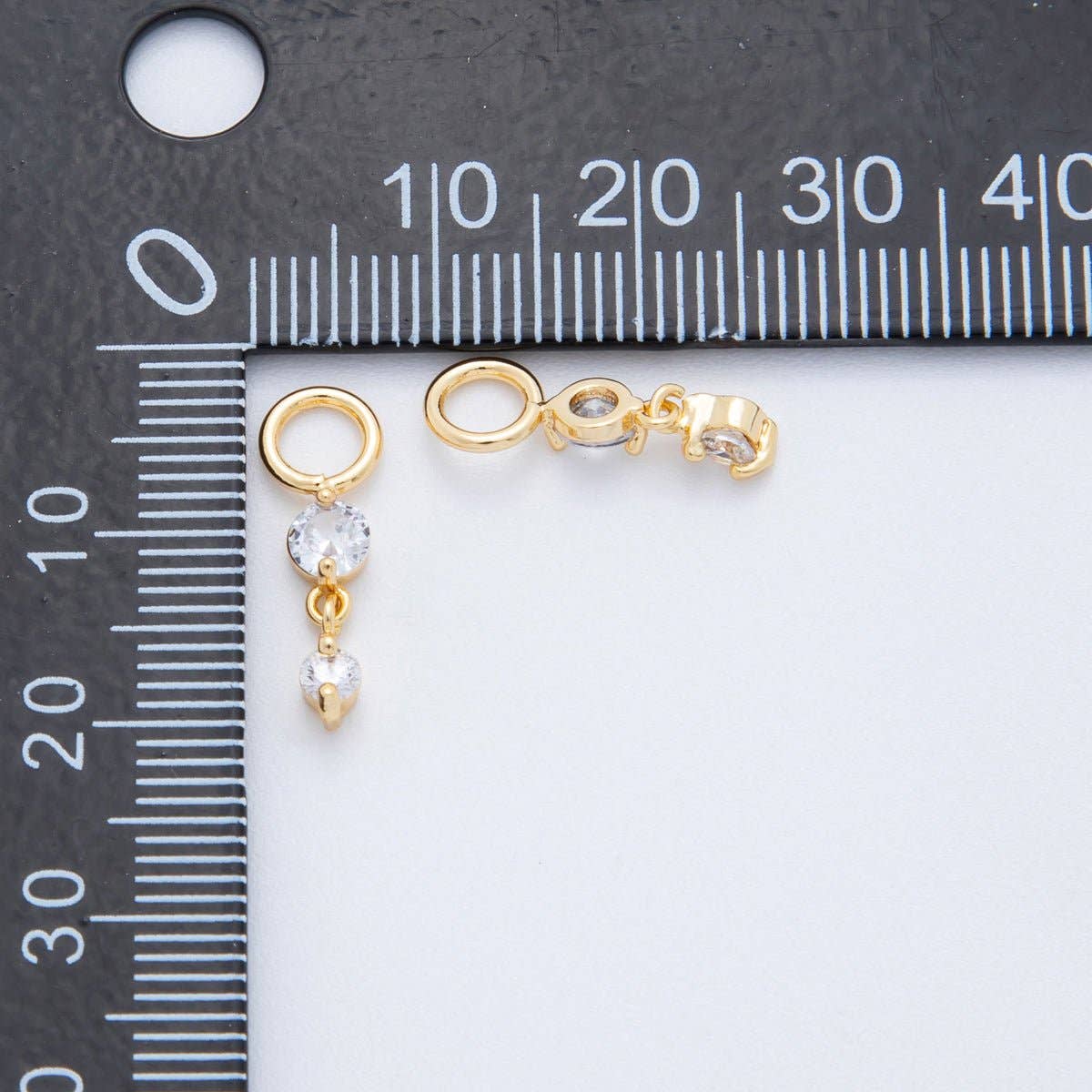 18K Gold Filled Clear CZ Double Round