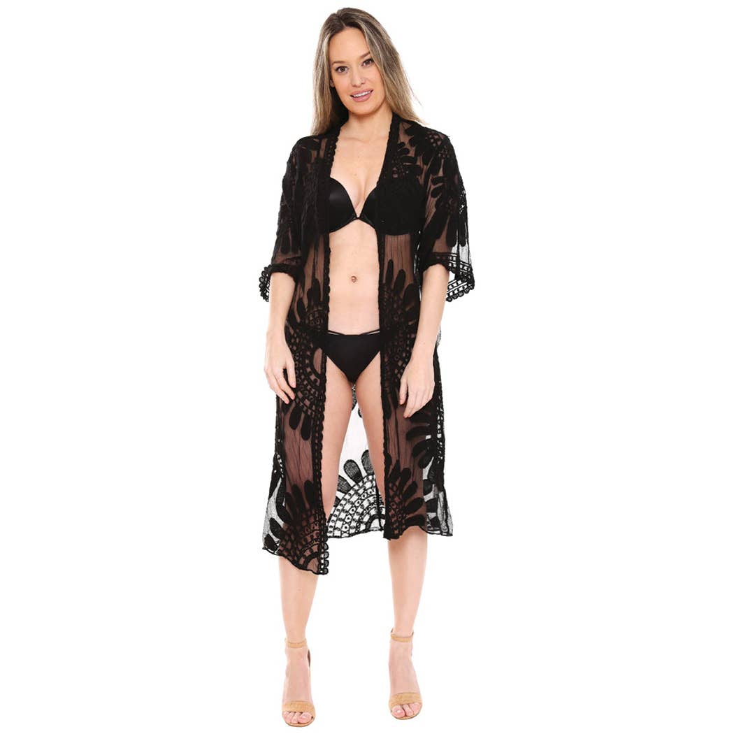 Solid Floral Lace Cover-Up